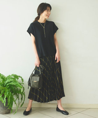 ANY 【洗濯機可】フレンチスリーブニットソー ブラック