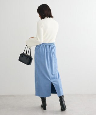 Green Parks なめらかタッチスウェード調Ｉラインスカート Blue
