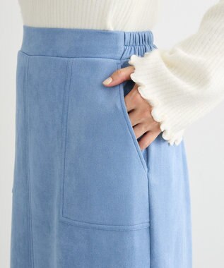 Green Parks なめらかタッチスウェード調Ｉラインスカート Blue