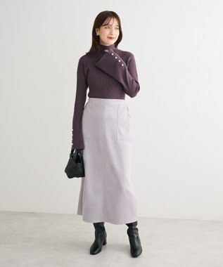 Green Parks なめらかタッチスウェード調Ｉラインスカート Lavender