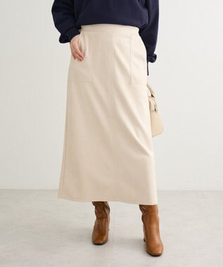 Green Parks なめらかタッチスウェード調Ｉラインスカート Ivory