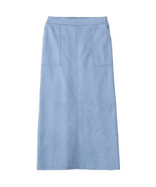 Green Parks なめらかタッチスウェード調Ｉラインスカート Blue