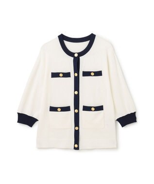 GRACE CONTINENTAL 配色ニットカーディガン ホワイト