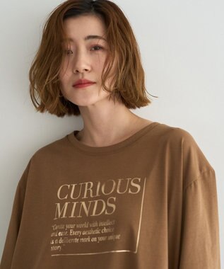 YECCA VECCA 【UVカット】ワイドスリーブ箔プリントTee Dark Beige