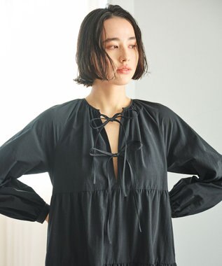 #Newans 【撥水加工/洗濯機可能】〈全身をさりげなくカバー〉リラクシーティアードワンピース ブラック