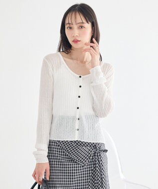 earth music&ecology シアーリブカーディガン Ecru