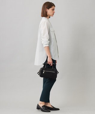 ICB 【洗える】シアーボイル バンドカラーシャツ トープ系