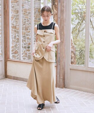 earth music&ecology 【セットアップ対応】フラップボタンビスチェ Light Beige