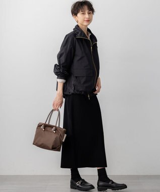 23区 L 【撥水加工】ソフトメモリータフタ スタンドネック ブルゾン ブラック系