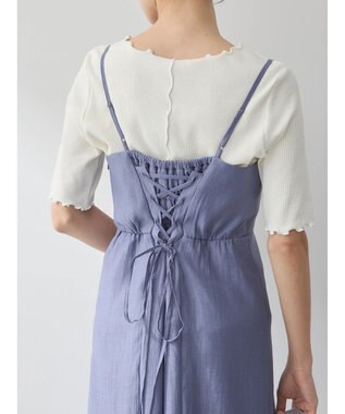 earth music&ecology バックレースアップワンピース Grayish Blue
