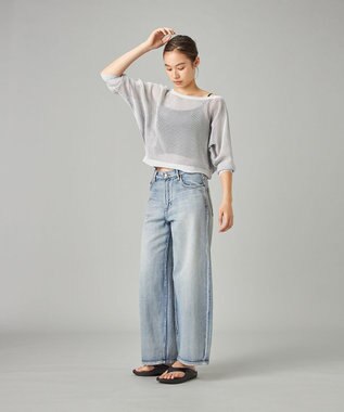 Chacott 【ノーソーイングニット】7分袖メッシュニットTシャツ パールグレー