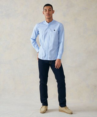 J.PRESS MEN 【WEB限定】ピンオックスバンドカラーバックブル シャツ サックスブルー系