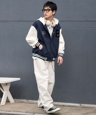 WEGO 【ユニセックス着用ITEM】スウェットフードスタジャン ネイビー