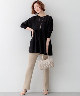 23区 L 【SLOW/一部店舗限定】ホールガーメント リブニット パンツ ベージュ系