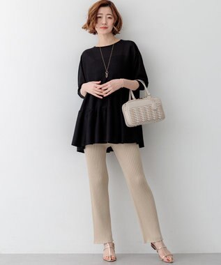 23区 L 【SLOW/一部店舗限定】ホールガーメント リブニット パンツ ベージュ系