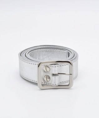 blancle メタリックレザー 幅3cm 長さ110cm ベルト SILVER