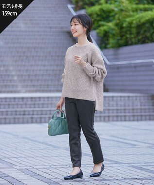 Tiaclasse 【洗える】ケーブル柄編みニットプルオーバー ライトベージュ