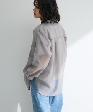 Green Parks 　・ＥＬＥＮＣＡＲＥ　ＤＵＥ　ラメシアー長袖シャツ Charcoal Gray