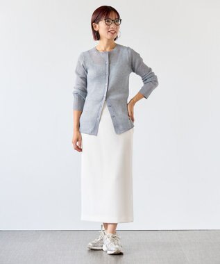 UNFILO シアーリブ ニットカーディガン グレー