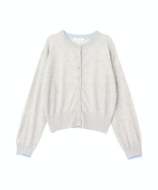 AMERICAN HOLIC シアー配色ニットカーディガン Light Gray