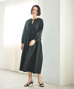 #Newans 【撥水加工/洗濯機可能】〈全身をさりげなくカバー〉リラクシーティアードワンピース ブラック