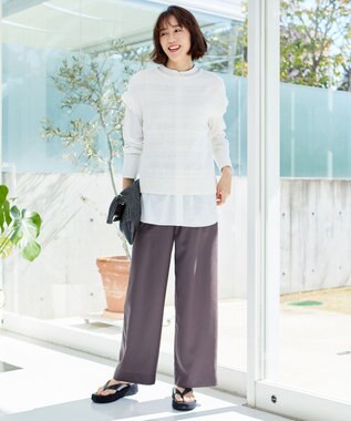 自由区 【洗える】フリンジディテール ニット アイボリー系