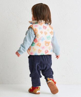 MIKI HOUSE HOT BISCUITS 【80-120cm】 カラフルビーンズ 裏ボアフリース リバーシブル総柄ベスト マルチカラー