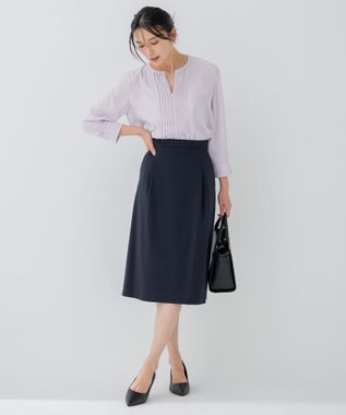 23区 S 【洗える】 バックサテンアムンゼン キーネック ブラウス ライラック系