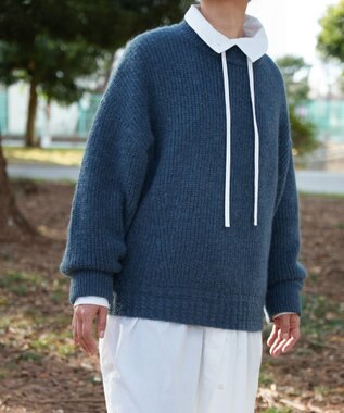 muuc 〈天然素材の上質なモヘヤ〉アルパカモヘヤ畦編みプルオーバー〈日本製〉 ブルーグレー