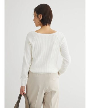 Green Parks 洗える　スクエアネックリブニットプルオーバー Off White