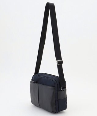 Y'SACCS ナイロン×牛革コンビシリーズ　横型ショルダーバッグ　SSサイズ ネイビー