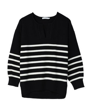 AMERICAN HOLIC バイパチスキッパーニットプルオーバー Border Black