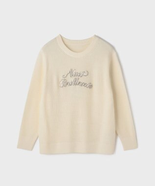 GRACE CONTINENTAL ビジューロゴニットトップ キナリ