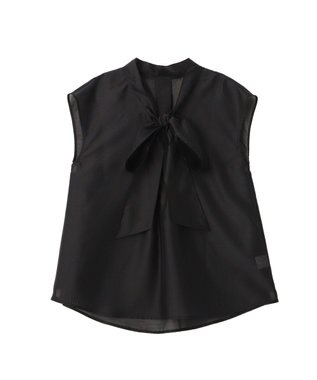 YECCA VECCA シアーボウタイブラウス Black