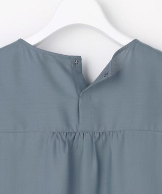 J.PRESS LADIES スパンソフトクロス刺繍 ブラウス ダルブルー系