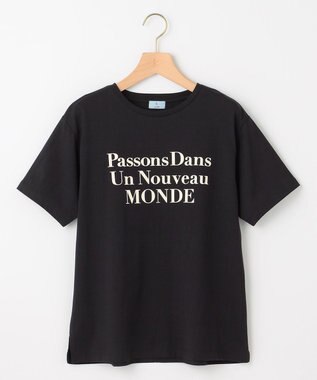 組曲 S 【綿100％】フロッキープリント Ｔシャツ ブラック系