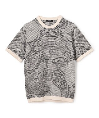 JOSEPH HOMME オリエンタルブラインドジャガード　クルーネック半袖ニットTEE アイボリー系
