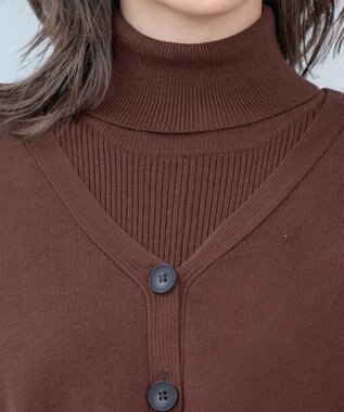 Tiaclasse 【洗える】大人上品なニットカーデ＋ワンピースセット ブラウン