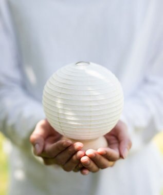 ちょうちん堂 【あかり道】〈手書絵付〉ブルーポピー ちょうちん ライト ホワイト