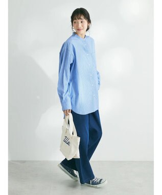 CRAFT STANDARD BOUTIQUE バンドカラーシャツ Stripe Blue