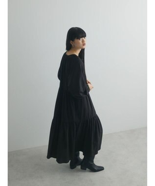 Green Parks armonia. ティアード配色パイピングワンピース Black