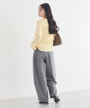 earth music&ecology バイカラーヘンリーネックニットプルオーバー Light Yellow