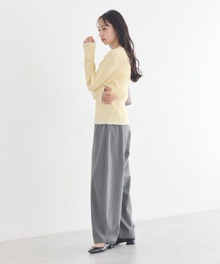 earth music&ecology バイカラーヘンリーネックニットプルオーバー Light Yellow