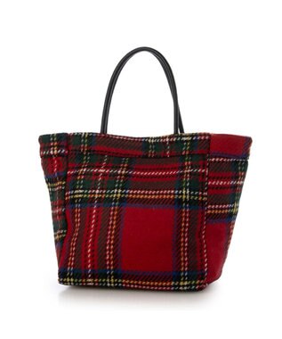 UNBILLION VERYコラボ カシュカシュ cachecache / ウールリバーシブルチェックトートバッグ レッド