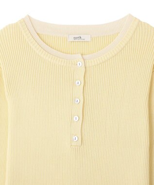 earth music&ecology バイカラーヘンリーネックニットプルオーバー Light Yellow