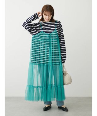 Green Parks ボーダーゆるチュニック Navy