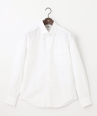 JOSEPH ABBOUD 【キングサイズ・オーガニックコットン使用】オーガニックコードストライプ ホワイトシャツ ホワイト系