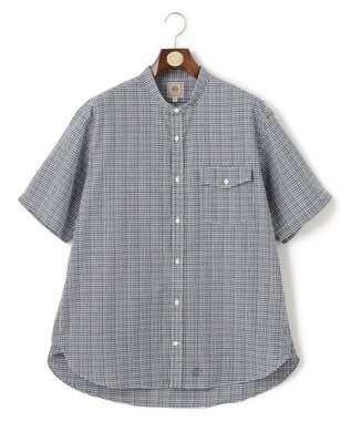 J.PRESS MEN 【KING SIZE】【吸水速乾 / 接触冷感 / 高通気性 / ウォッシャブル】【AERO WAVE SUCKER】バンドカラーチェック シャツ ホワイト系3