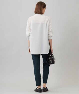 ICB 【洗える】シアーボイル バンドカラーシャツ トープ系