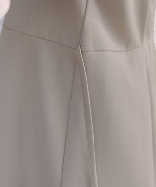 Tiaclasse リボン付きタックフレアチュニック グレージュ